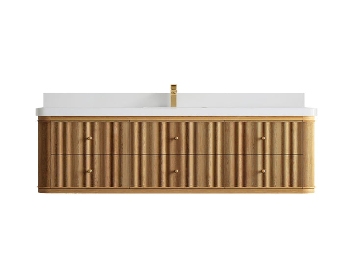 Hampton Floating Teak 72 in. W x 22 in. D Single Sink Bathroom Vanity - photo 23