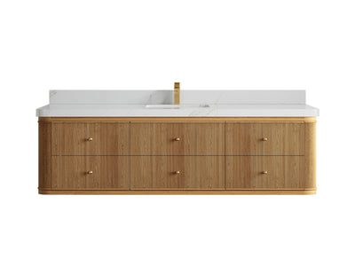 Hampton Floating Teak 72 in. W x 22 in. D Single Sink Bathroom Vanity - Willow Bath and Vanity