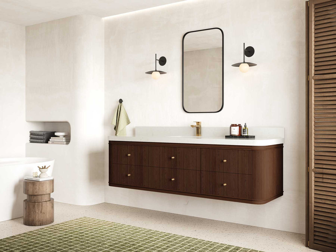 Hampton Floating Teak 72 in. W x 22 in. D Single Sink Bathroom Vanity - Willow Bath and Vanity