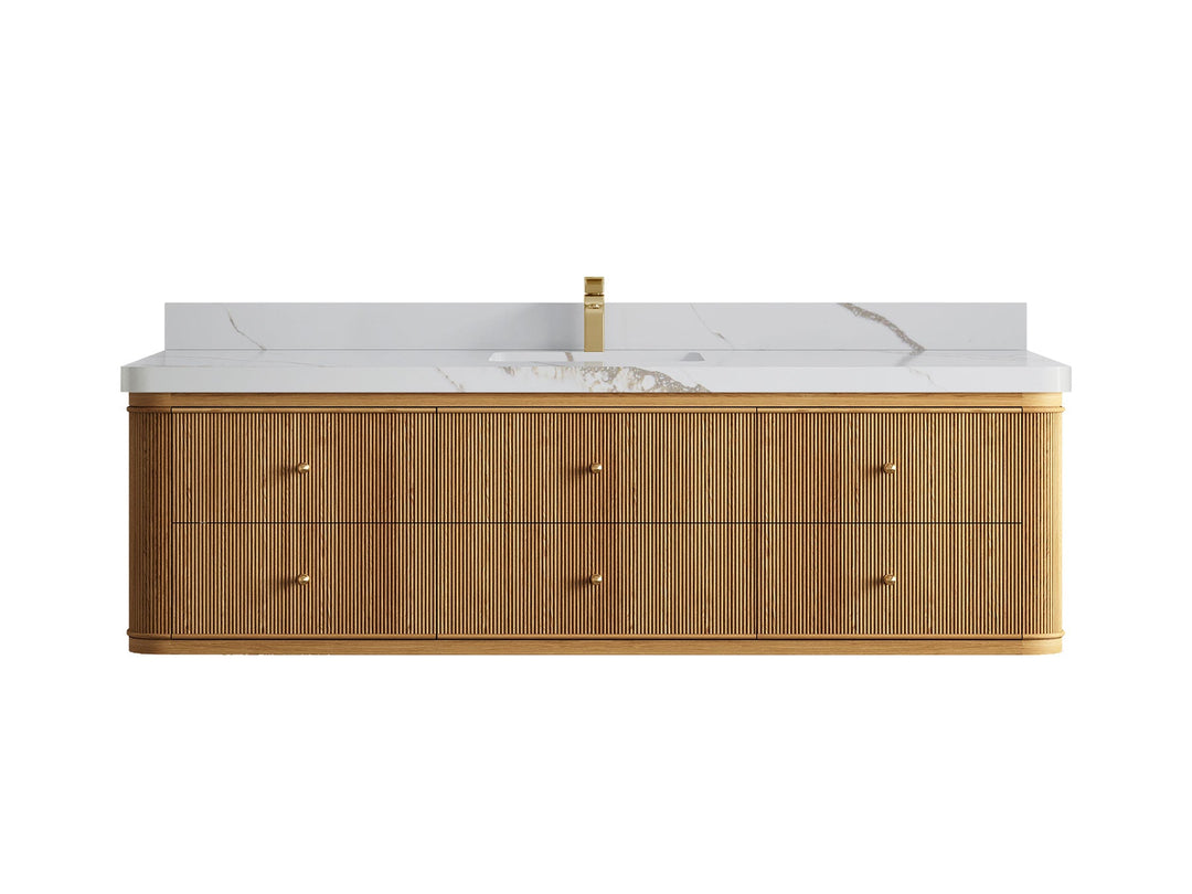Hampton Floating Teak 72 in. W x 22 in. D Single Sink Bathroom Vanity - Willow Bath and Vanity