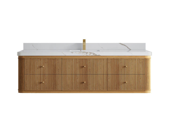 Hampton Floating Teak 72 in. W x 22 in. D Single Sink Bathroom Vanity - photo 13