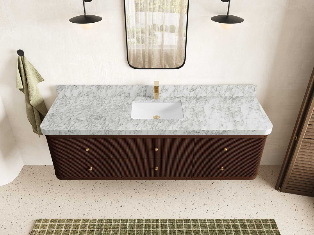 Hampton Floating Teak 72 in. W x 22 in. D Single Sink Bathroom Vanity - Willow Bath and Vanity