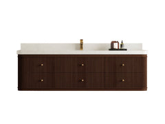 Hampton Floating Teak 72 in. W x 22 in. D Single Sink Bathroom Vanity - photo 1