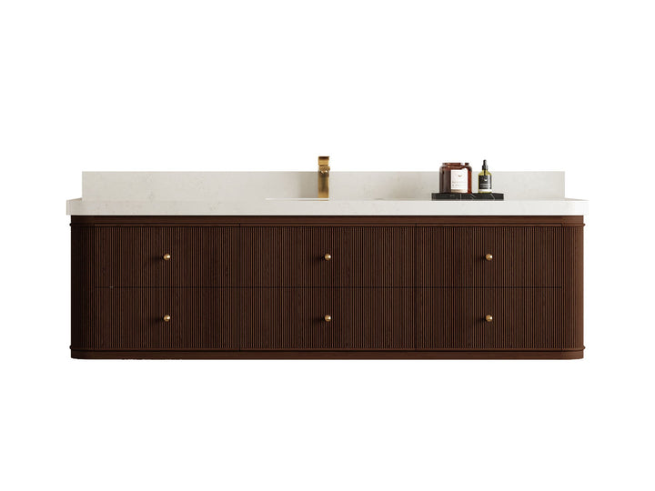 Hampton Floating Teak 72 in. W x 22 in. D Single Sink Bathroom Vanity - photo 1