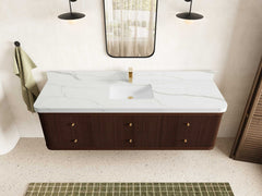 Hampton Floating Teak 72 in. W x 22 in. D Single Sink Bathroom Vanity - photo 7