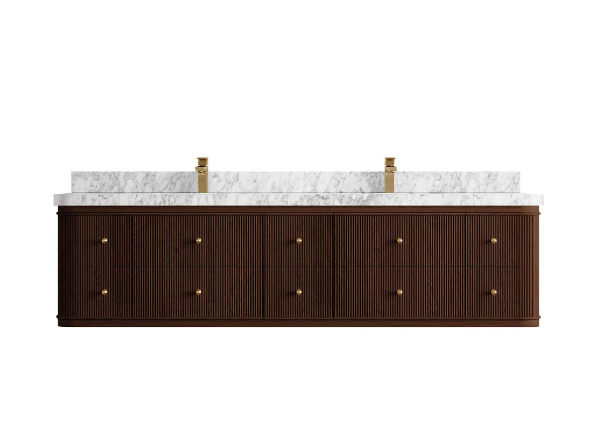 Hampton Floating Teak 80 in. W x 22 in. D Double Sink Bathroom Vanity