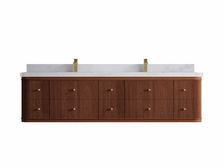 Hampton Floating Teak 80 in. W x 22 in. D Double Sink Bathroom Vanity - photo 8