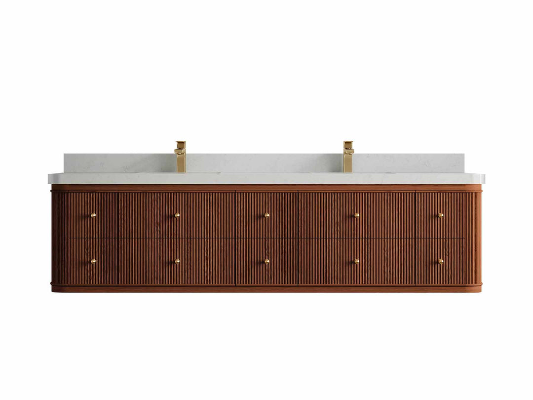 Hampton Floating Teak 80 in. W x 22 in. D Double Sink Bathroom Vanity - Willow Bath and Vanity