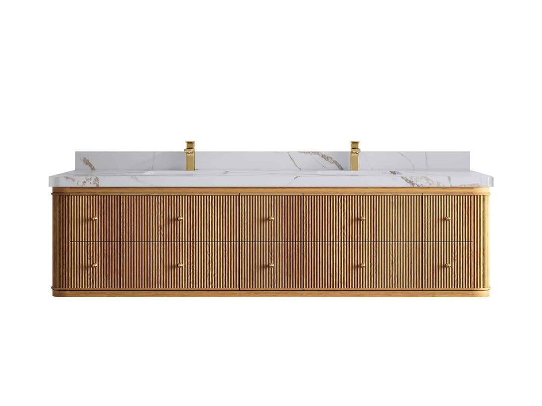 Hampton Floating Teak 80 in. W x 22 in. D Double Sink Bathroom Vanity - Willow Bath and Vanity