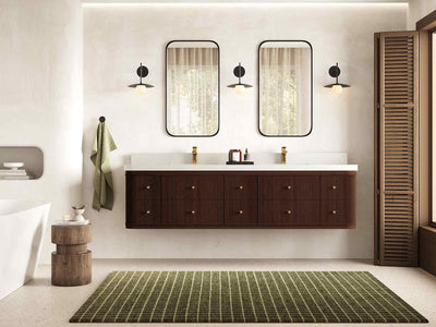 Hampton Floating Teak 80 in. W x 22 in. D Double Sink Bathroom Vanity - Willow Bath and Vanity