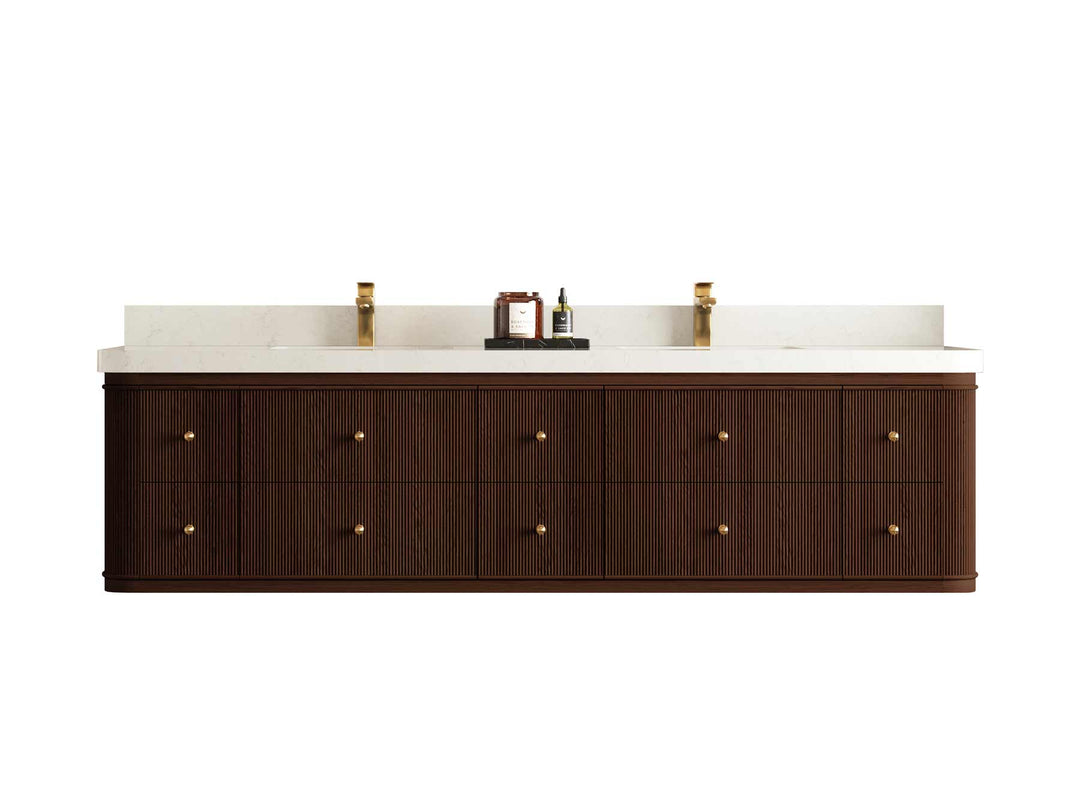 Hampton Floating Teak 80 in. W x 22 in. D Double Sink Bathroom Vanity - Willow Bath and Vanity