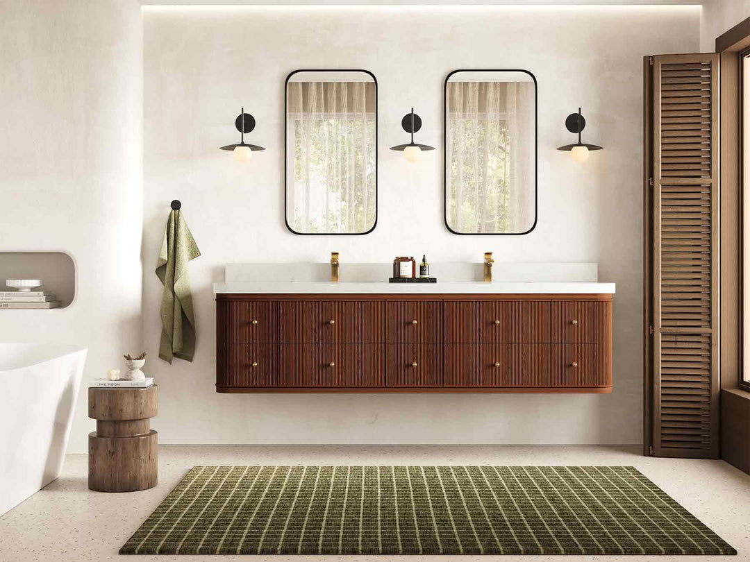 Hampton Floating Teak 80 in. W x 22 in. D Double Sink Bathroom Vanity - Willow Bath and Vanity