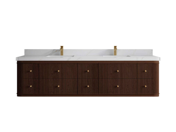 Hampton Floating Teak 80 in. W x 22 in. D Double Sink Bathroom Vanity - photo 10