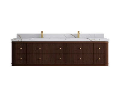 Hampton Floating Teak 80 in. W x 22 in. D Double Sink Bathroom Vanity - Willow Bath and Vanity