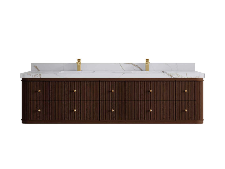Hampton Floating Teak 80 in. W x 22 in. D Double Sink Bathroom Vanity - photo 7