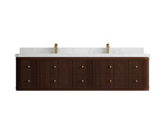Hampton Floating Teak 80 in. W x 22 in. D Double Sink Bathroom Vanity - photo 11