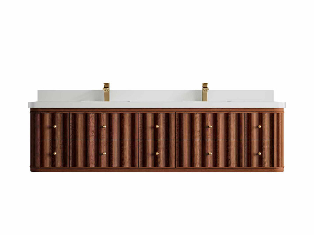 Hampton Floating Teak 80 in. W x 22 in. D Double Sink Bathroom Vanity - Willow Bath and Vanity