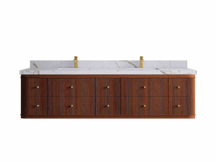 Hampton Floating Teak 80 in. W x 22 in. D Double Sink Bathroom Vanity - photo 6