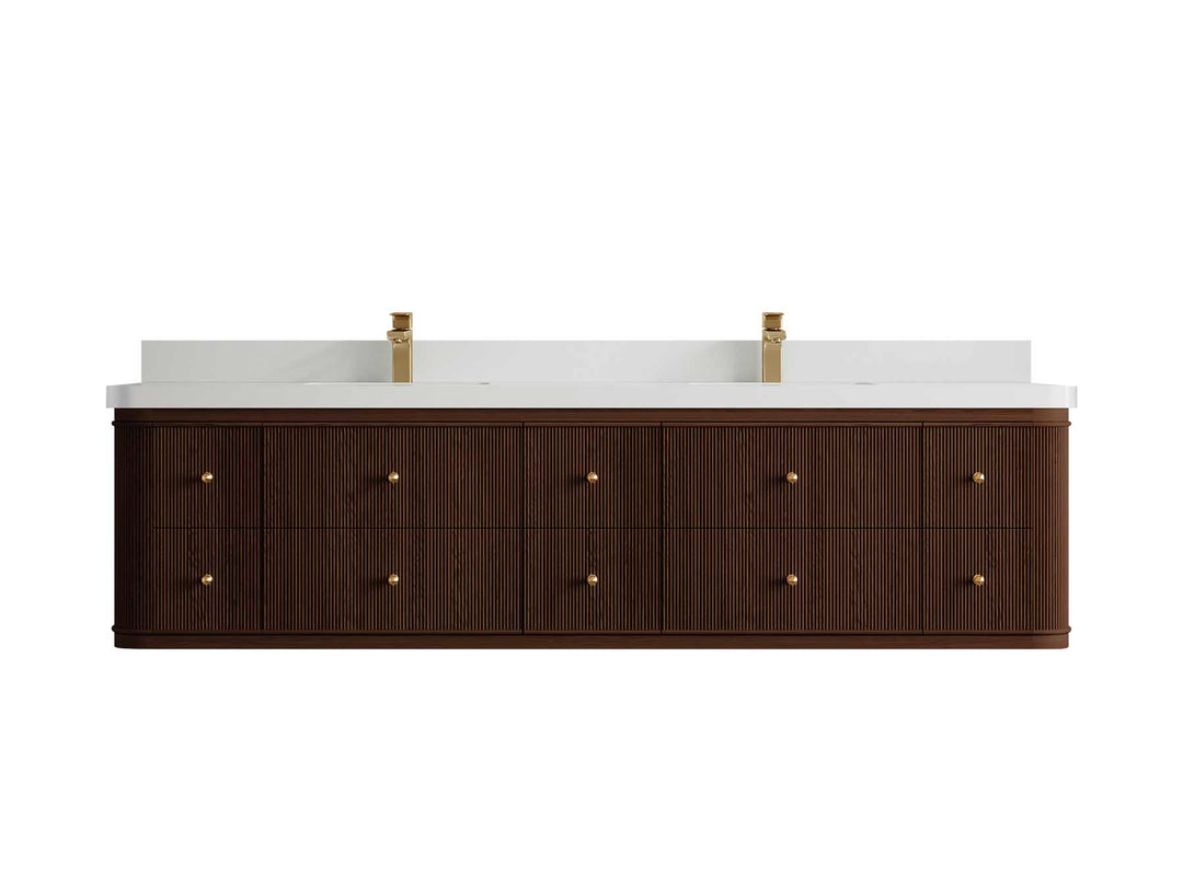 Hampton Floating Teak 80 in. W x 22 in. D Double Sink Bathroom Vanity - Willow Bath and Vanity