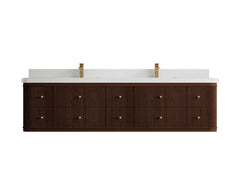 Hampton Floating Teak 80 in. W x 22 in. D Double Sink Bathroom Vanity - photo 12