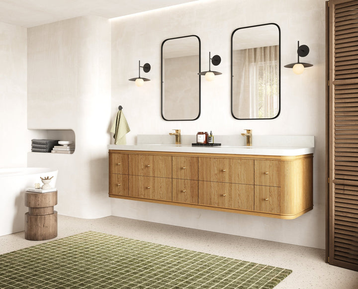 Hampton Floating Teak 80 in. W x 22 in. D Double Sink Bathroom Vanity - photo 3