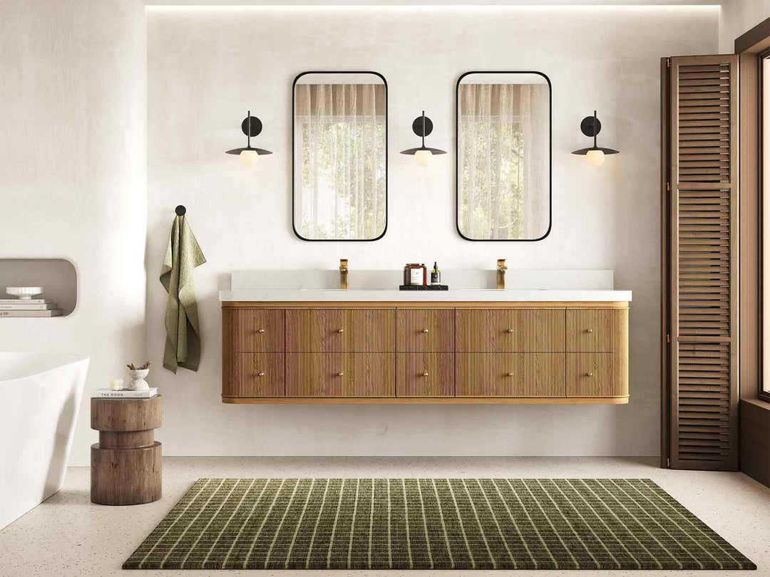 Hampton Floating Teak 80 in. W x 22 in. D Double Sink Bathroom Vanity - Willow Bath and Vanity