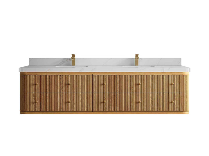 Hampton Floating Teak 80 in. W x 22 in. D Double Sink Bathroom Vanity - photo 14