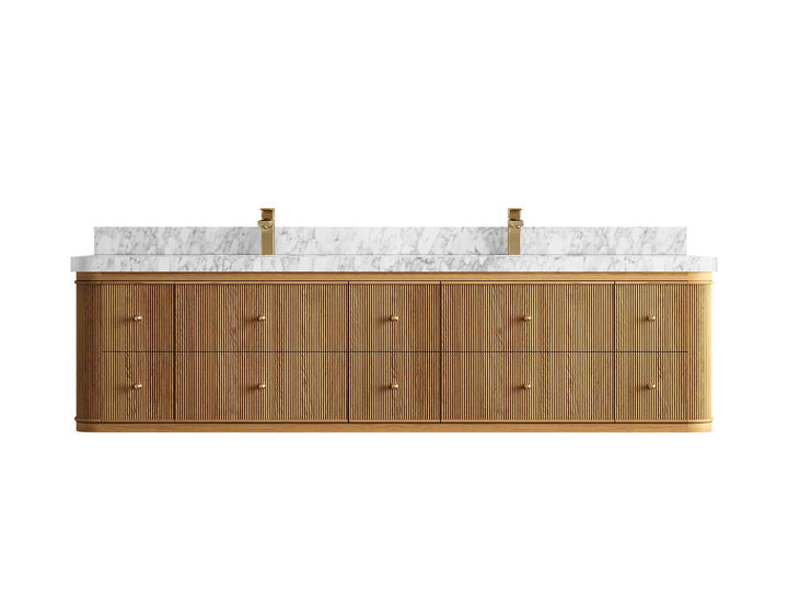 Hampton Floating Teak 80 in. W x 22 in. D Double Sink Bathroom Vanity - photo 9