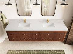 Hampton Floating Teak 84 in. W x 22 in. D Double Sink Bathroom Vanity - photo 14