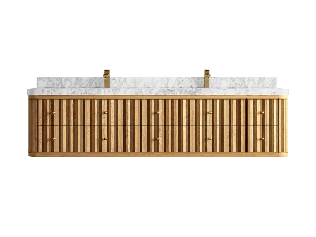 Hampton Floating Teak 84 in. W x 22 in. D Double Sink Bathroom Vanity - Willow Bath and Vanity