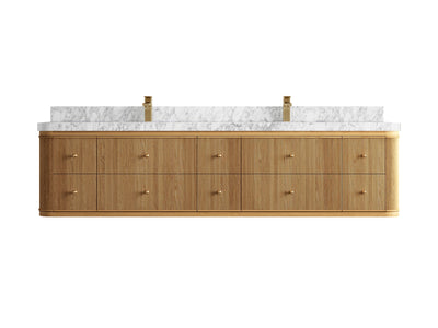 Hampton Floating Teak 84 in. W x 22 in. D Double Sink Bathroom Vanity - Willow Bath and Vanity