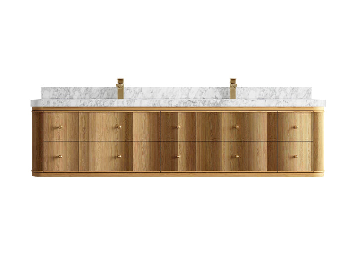 Hampton Floating Teak 84 in. W x 22 in. D Double Sink Bathroom Vanity - photo 9