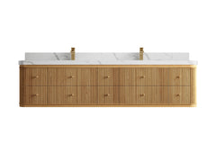 Hampton Floating Teak 84 in. W x 22 in. D Double Sink Bathroom Vanity - photo 15