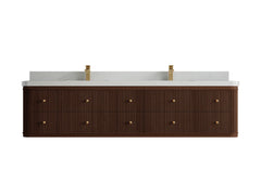 Hampton Floating Teak 84 in. W x 22 in. D Double Sink Bathroom Vanity - photo 11