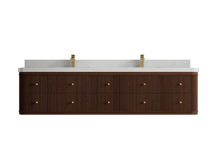 Hampton Floating Teak 84 in. W x 22 in. D Double Sink Bathroom Vanity - photo 11