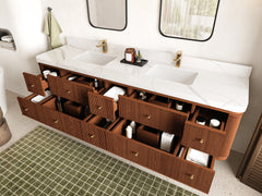 Hampton Floating Teak 84 in. W x 22 in. D Double Sink Bathroom Vanity - photo 3