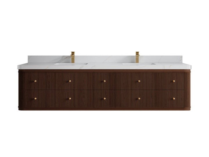 Hampton Floating Teak 84 in. W x 22 in. D Double Sink Bathroom Vanity - photo 21