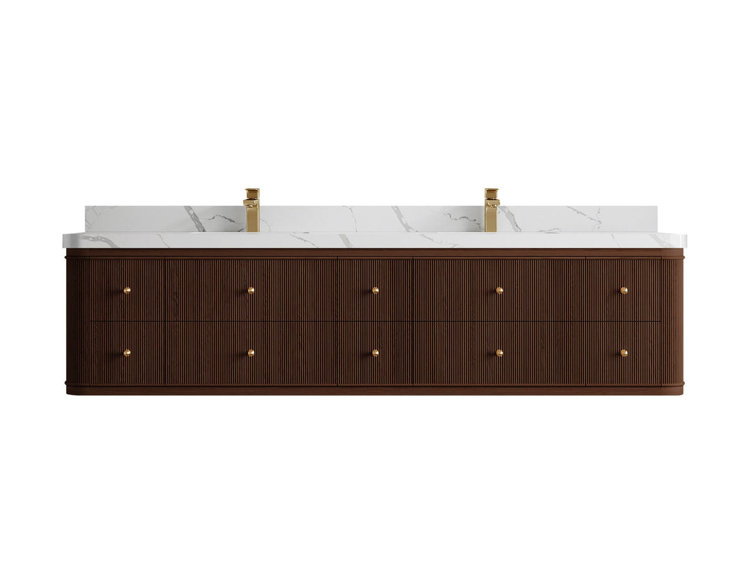 Hampton Floating Teak 84 in. W x 22 in. D Double Sink Bathroom Vanity - Willow Bath and Vanity