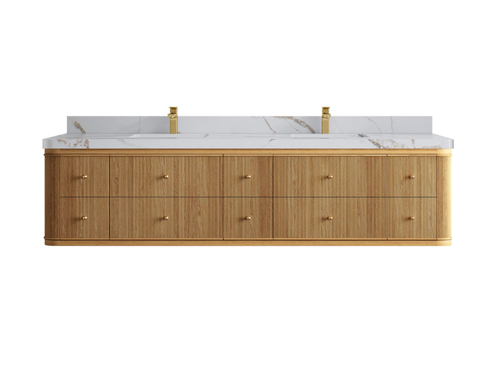 Hampton Floating Teak 84 in. W x 22 in. D Double Sink Bathroom Vanity - photo 13