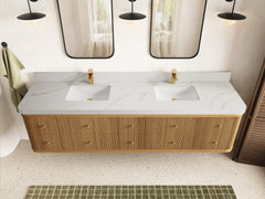 Hampton Floating Teak 84 in. W x 22 in. D Double Sink Bathroom Vanity - photo 18