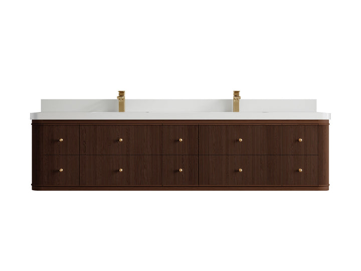 Hampton Floating Teak 84 in. W x 22 in. D Double Sink Bathroom Vanity - photo 25