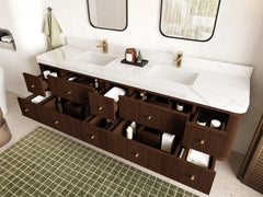 Hampton Floating Teak 84 in. W x 22 in. D Double Sink Bathroom Vanity - photo 3