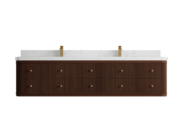 Hampton Floating Teak 84 in. W x 22 in. D Double Sink Bathroom Vanity - photo 23