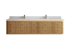 Hampton Floating Teak 84 in. W x 22 in. D Double Sink Bathroom Vanity - photo 19