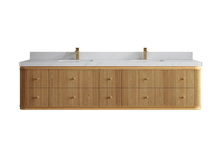 Hampton Floating Teak 84 in. W x 22 in. D Double Sink Bathroom Vanity - photo 19