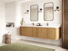 Hampton Floating Teak 84 in. W x 22 in. D Double Sink Bathroom Vanity - photo 2