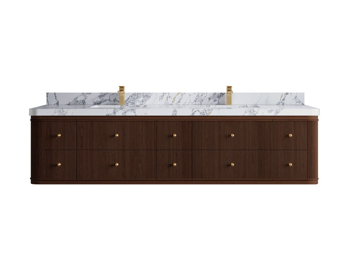 Hampton Floating Teak 84 in. W x 22 in. D Double Sink Bathroom Vanity - photo 19