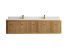 Hampton Floating Teak 84 in. W x 22 in. D Double Sink Bathroom Vanity - photo 23