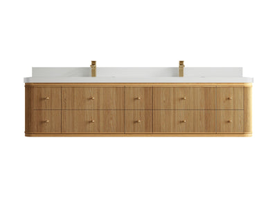 Hampton Floating Teak 84 in. W x 22 in. D Double Sink Bathroom Vanity - Willow Bath and Vanity