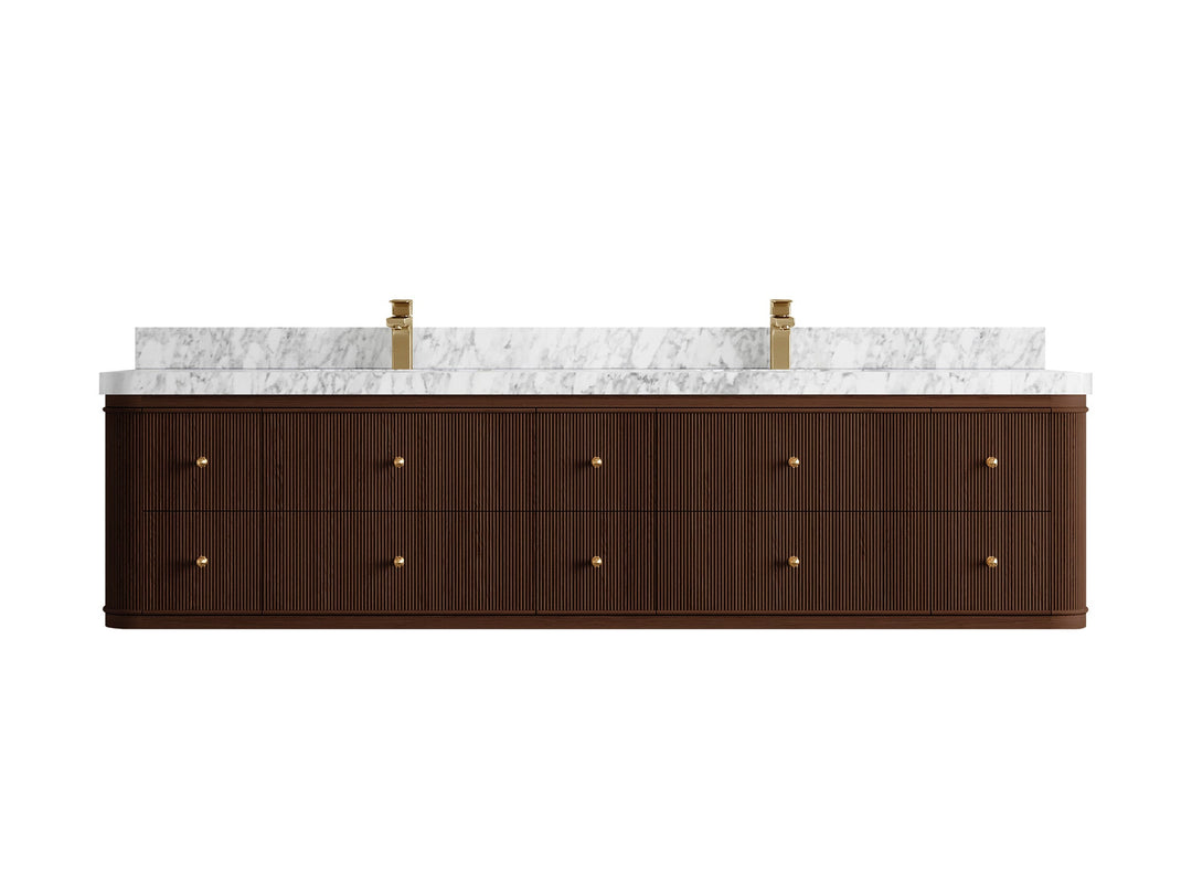 Hampton Floating Teak 84 in. W x 22 in. D Double Sink Bathroom Vanity - Willow Bath and Vanity
